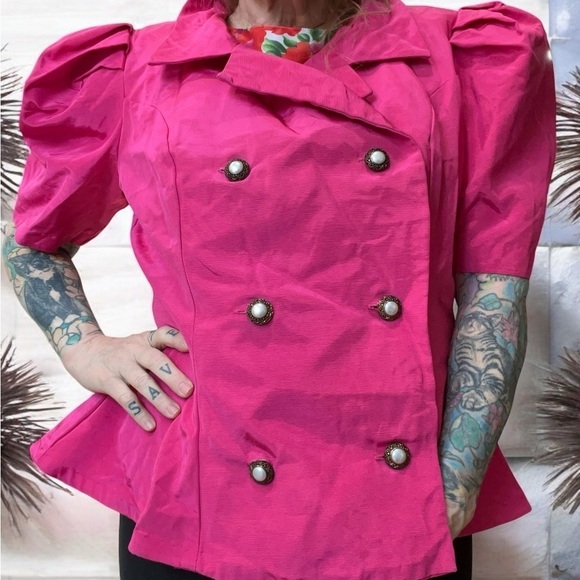 Vintage Hot Pink Double-Breasted Jacket - Picture 2 of 6